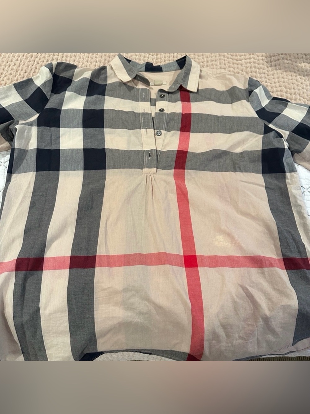 Burberry Brit Iconic Check Cotton Blouse Tunic XL